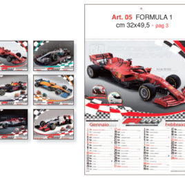 Calendario Formula 1, figurato 6 fogli, Art. 05 grafica testata personalizzabile