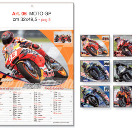 Calendario Moto GP, figurato 6 fogli, Art. 06 grafica testata personalizzabile