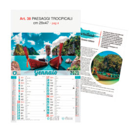 Calendario Paesaggi Tropicali, 12 fogli, Art. 38 grafica testata personalizzabile