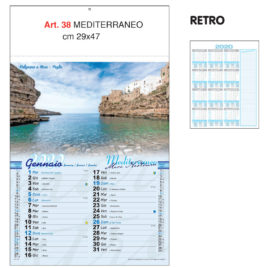 Calendario Mediterraneo, 12 fogli, Art. 38 grafica testata personalizzabile