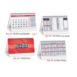 Calendario da tavolo con spirale, Art.67 grafica personalizzabile