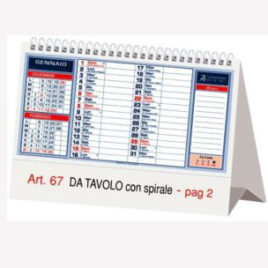 Calendario da tavolo con spirale, Art.67 grafica personalizzabile