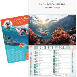 Calendario Fondali Marini, 12 fogli, Art. 38 grafica testata personalizzabile