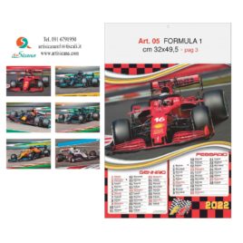 Calendario Formula 1, figurato 6 fogli, Art. 05 grafica testata personalizzabile