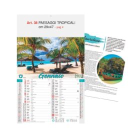 Calendario Paesaggi Tropicali, 12 fogli, Art. 38 grafica testata personalizzabile