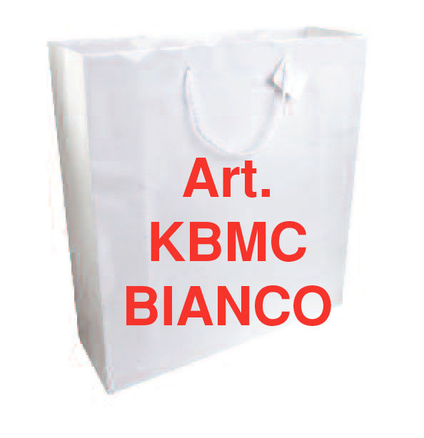Sacchetto shopper carta Kraft bianco, Art. KBMC con stampa logo