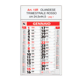 Calendario trimestrale, Art.15 grafica testata personalizzabile