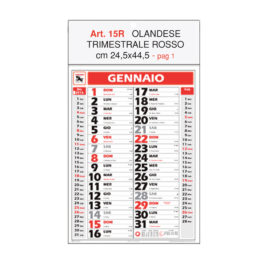Calendario trimestrale, Art.15 grafica testata personalizzabile