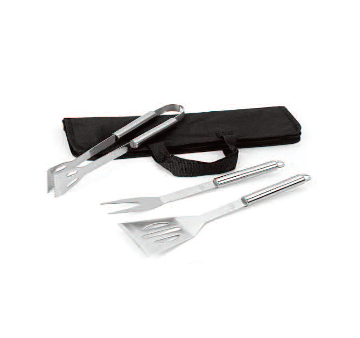 Set Barbeque 3 pezzi in acciaio inox, Art. 649 con stampa del tuo logo