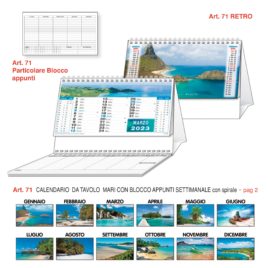 Calendario Mari da tavolo con blocco, Art.71 grafica personalizzabile