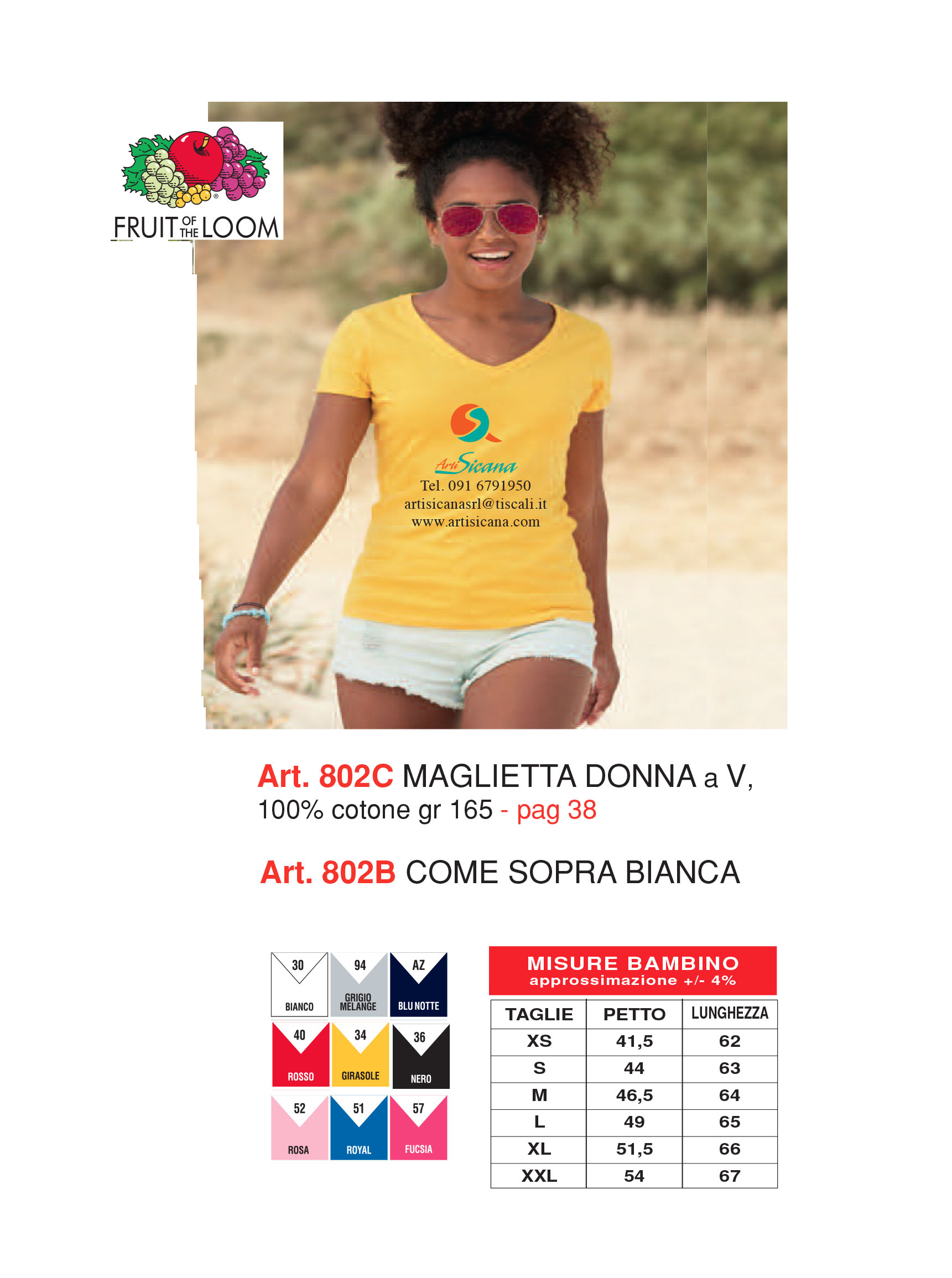 Maglietta Fruit of the loom art. 802 con la stampa del tuo logo