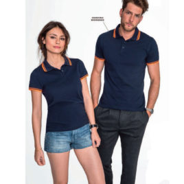 Polo piquet uomo con bordi in contrasto, art.818 con la stampa del tuo logo