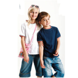 Maglietta bimbo unisex tricolore art. 922J con la stampa del tuo logo