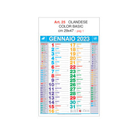 Calendario olandese multicolor basic Art. 25, testata personalizzata