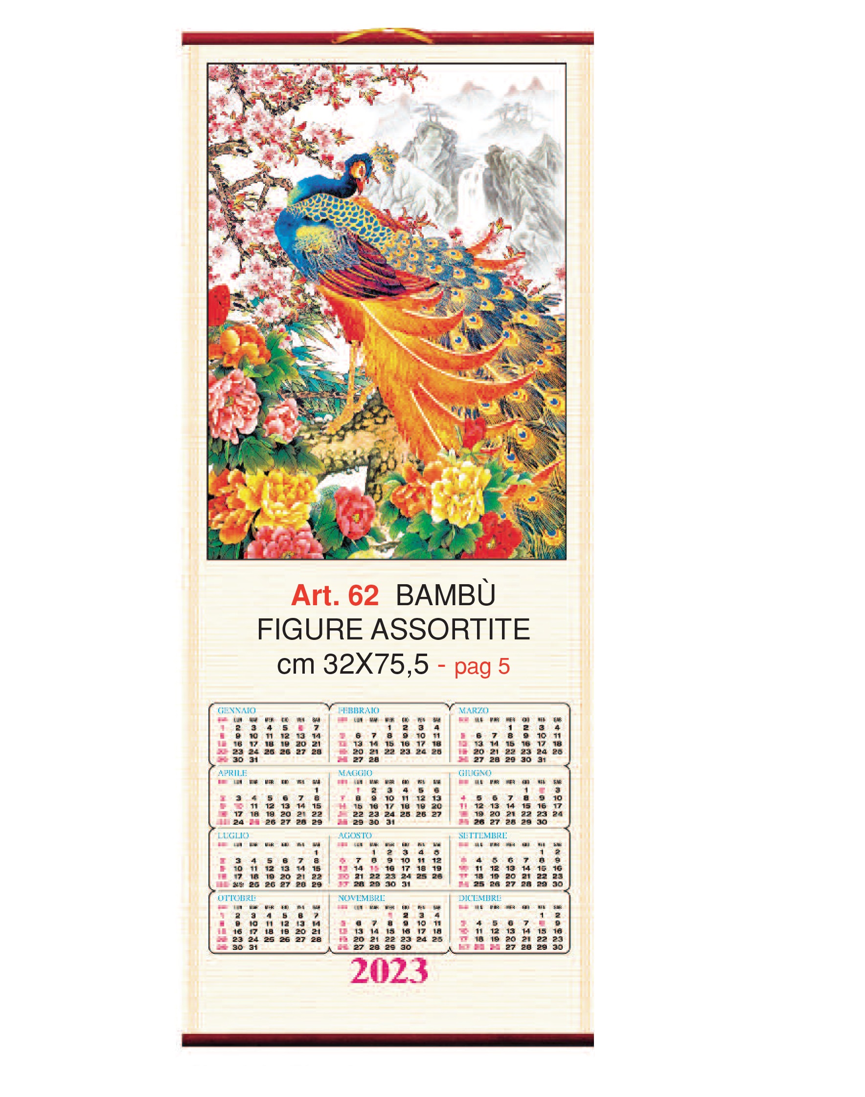 Calendario in bambù figure assortite, Art. 62 personalizzabile